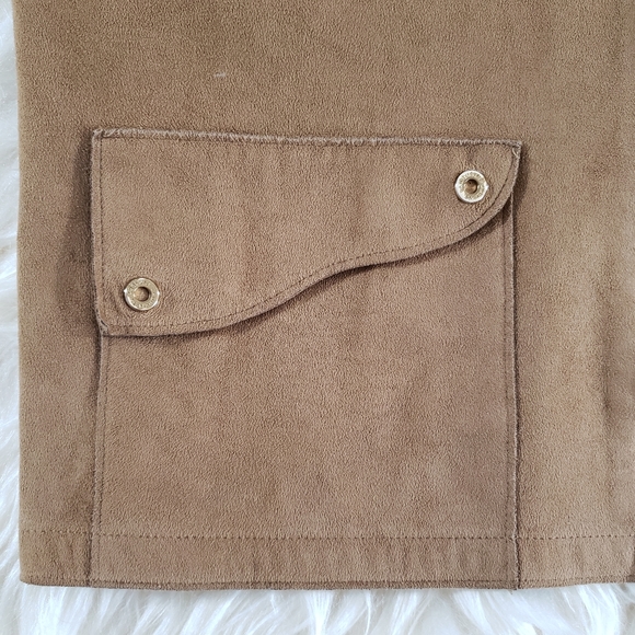 VGUC Lauren Ralph Lauren Faux Suede Leather Zip Equestrian Vest Jacket Sz MP - Picture 4 of 8